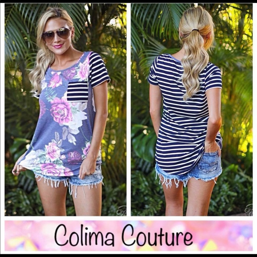 Floral Stripe cozy tee